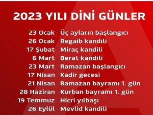 2023 Dini Günler Ramazan Kurban Bayramı Kandiller ne zaman?