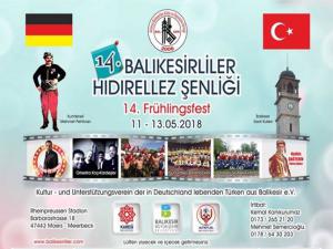 Almanya Balıkesirliler Derneği Geleneksel Hıdrellez Festivali11-13 Mayısda Duisburg'da 