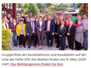 SPD HOF:Unsere Kandidatinnen und Kandidaten für die Hofer Stadtratswahlen 2020